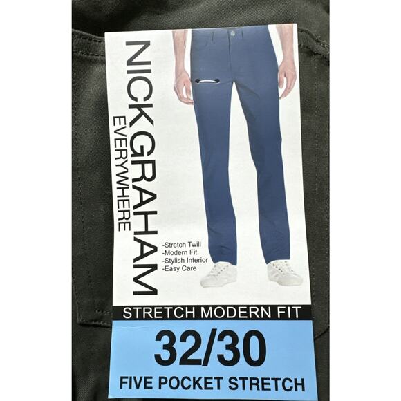 Nick Graham Men's Everywhere Stretch Modern Fit Pants Size 32x30, Olive - Picture 8 of 9